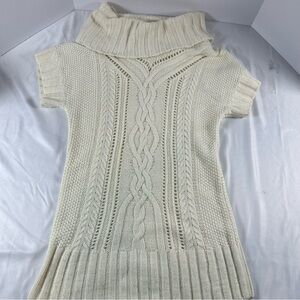 Michael Kors Ivory Cable Knit Short Sleeve Cowl Sweater Size Medium